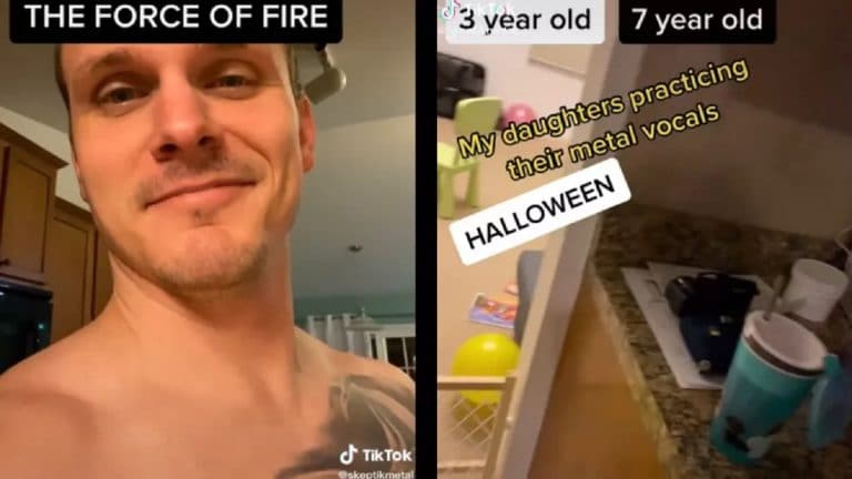 Un père métalleux apprend à ses enfants à growler
