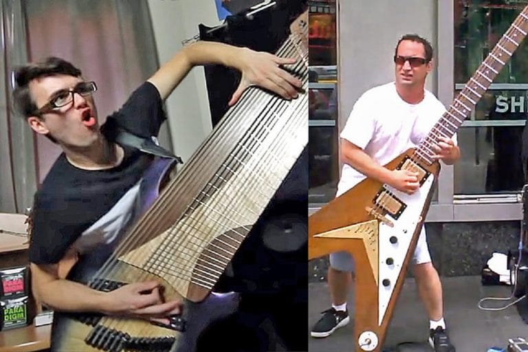 Regardez ces musiciens jouer sur des guitares monstrueuses
