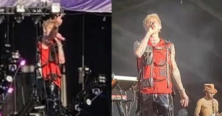 Des fans jettent des bouteilles et des branches sur Machine Gun Kelly lors d’un autre festival