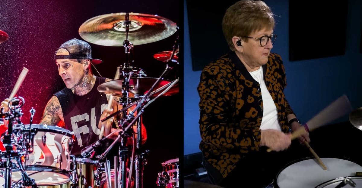 Une grand-mère batteuse joue What&rsquo;s My Age Again de Blink-182 et défie Travis Barker dans une « drum battle »