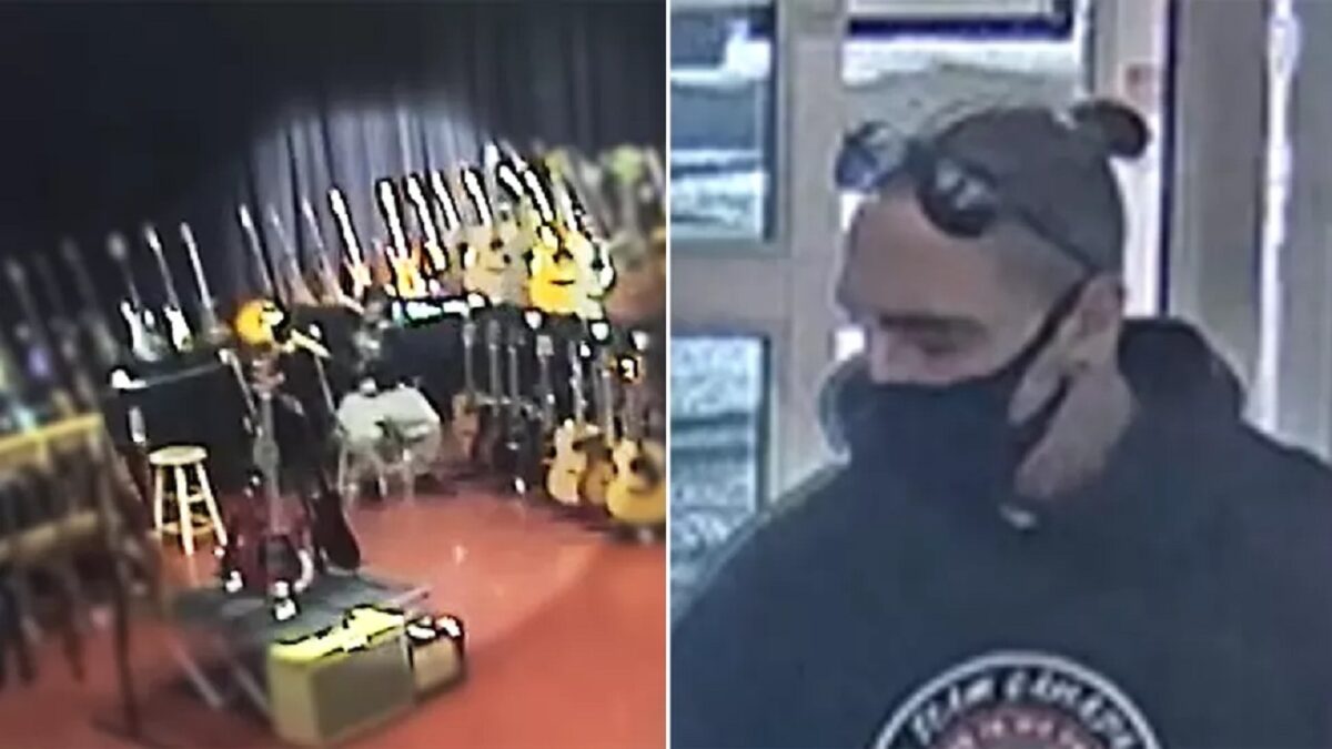 La police recherche un homme qui a volé une guitare d&rsquo;une valeur de 8 000 dollars en l&rsquo;enfonçant dans son pantalon