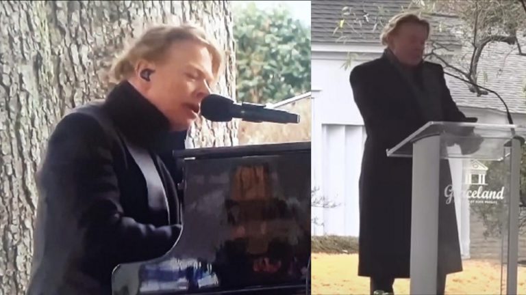 Axl Rose (Guns N’ Roses) a prononcé un discours émouvant et a joué November Rain en solo lors du service commémoratif de Lisa Marie Presley