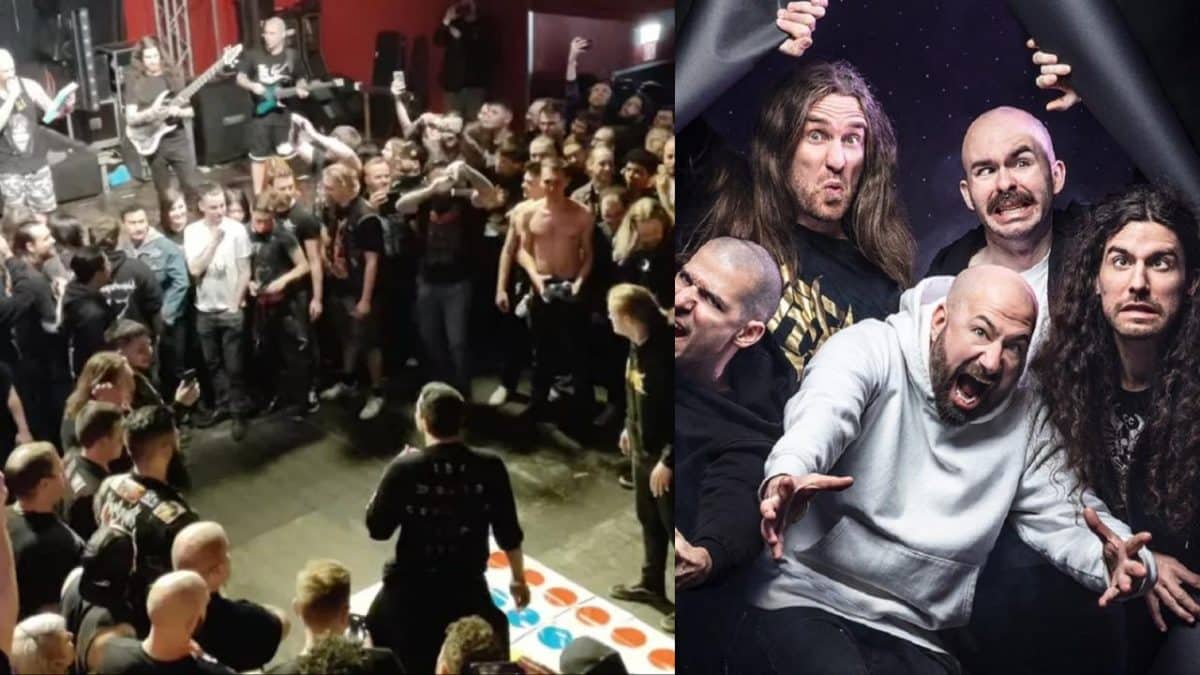 Archspire fait jouer ses fans au Twister dans la fosse (lors de sa tournée européenne actuelle)