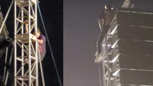 Slipknot : Un fan escalade une tour de sonorisation ; le groupe interrompt son concert