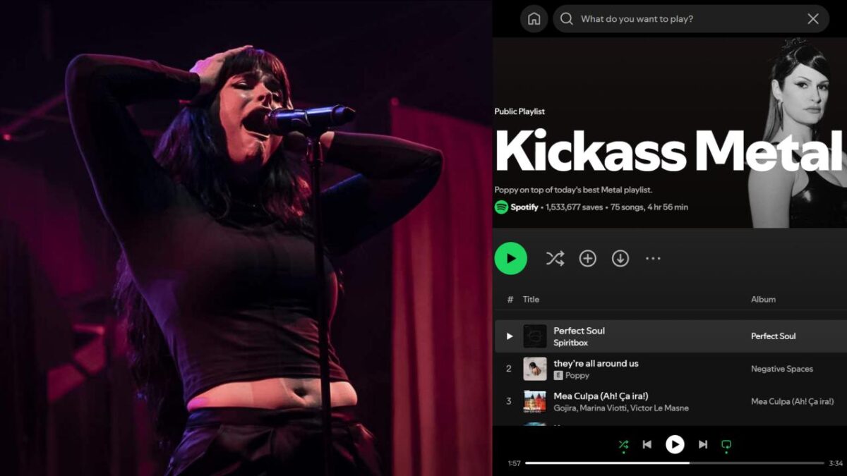 Spotify place Courtney LaPlante en couverture de la playlist Kickass Metal, mais la nomme « Poppy » (perpétuant la blague après l&rsquo;erreur aux Grammy Awards)