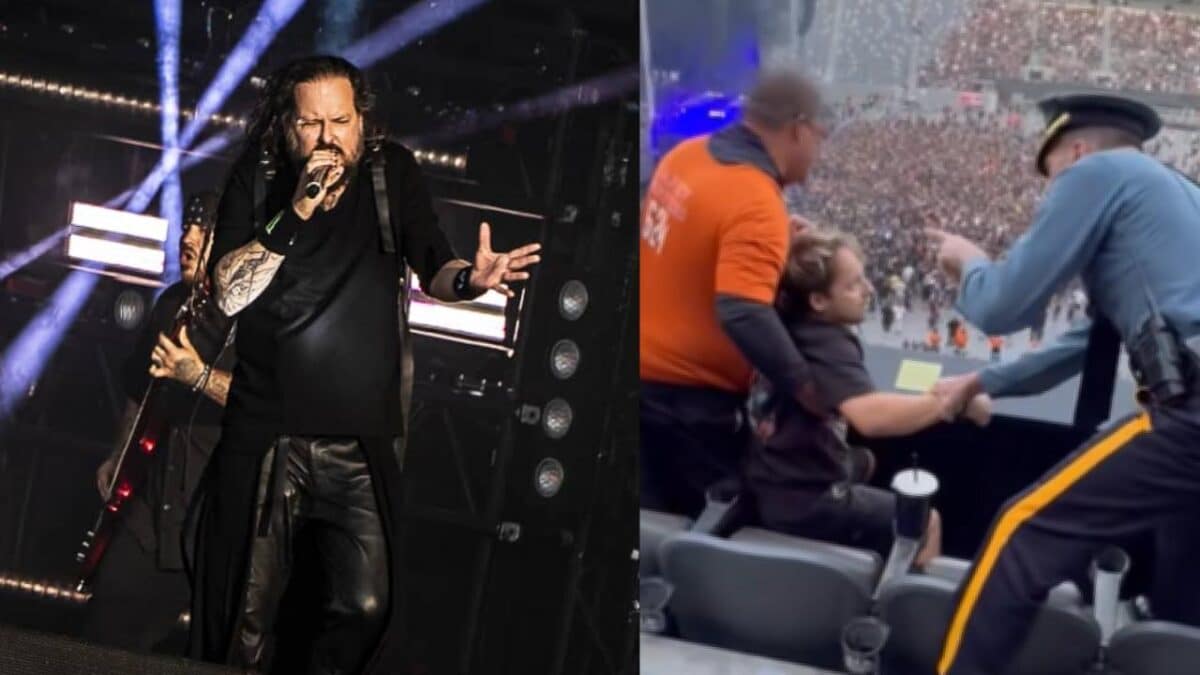 Korn : un spectateur se tripote en public ; il est frappé par un autre fan, puis expulsé par les agents de sécurité